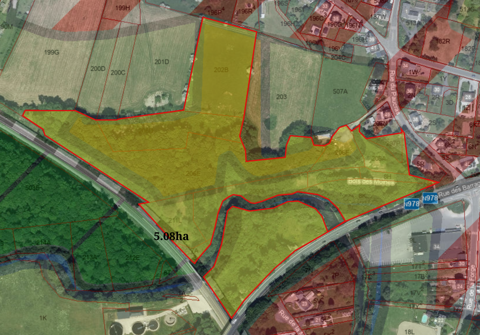 Extrait cadastral du terrain